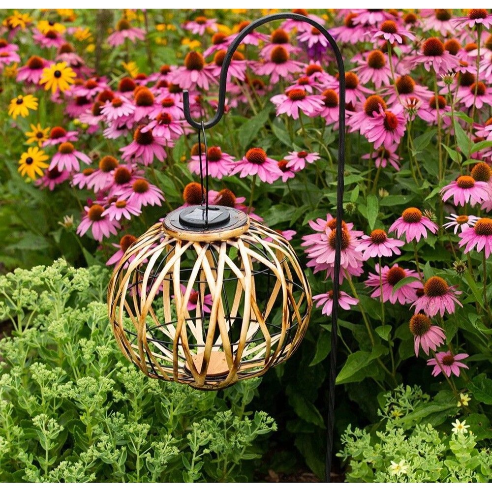 Echo Valley Luminsphere Wicker Solar Lantern - Elliptical Shape Tan Color
